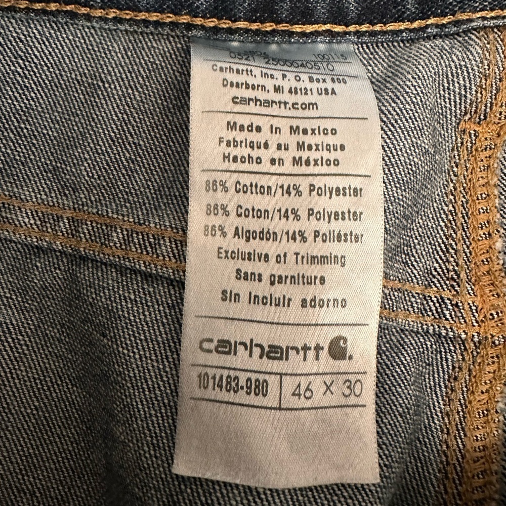 Carhartt Men’s Traditional Denim Straight Leg Jeans Size 46x30 Blue - Picture 6 of 7